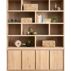 Best Wandmeubel Lavio eiken 164 cm naturel grijs Woonseries|Wandmeubel