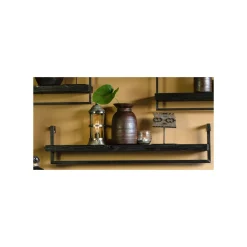 Wandplank Pardal hout metaal 24x120 cm zwart Wandplanken